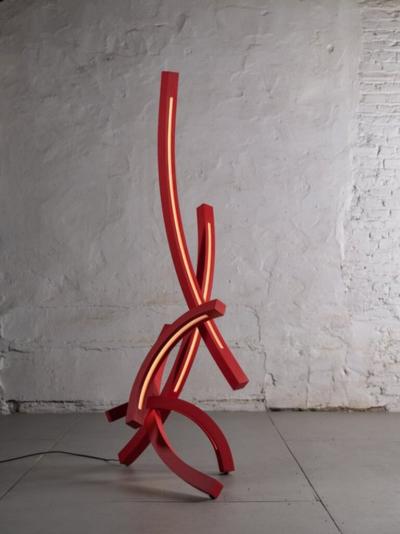 Benjamin Gillespie Entropy Arc Floor Lamp in Red 2024