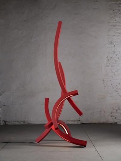 Benjamin Gillespie Entropy Arc Floor Lamp in Red 2024