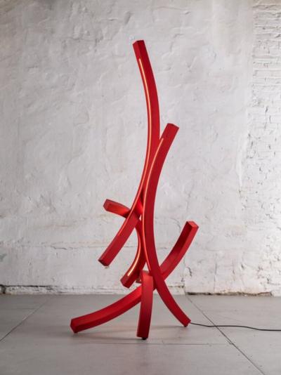 Benjamin Gillespie Entropy Arc Floor Lamp in Red 2024