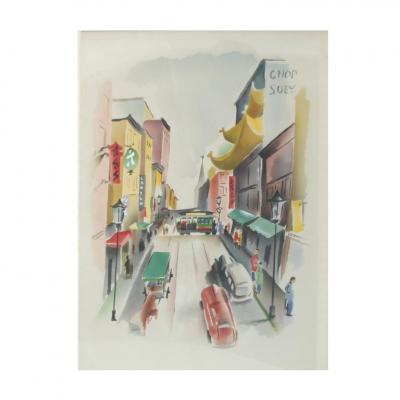 Benjamin Harris Pair of Signed Benjamin Jorj Harris Airbrush San Francisco Cable Car Artworks