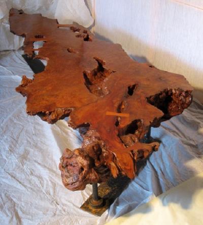 Benjamin Leavitt Monumental Oregon Redwood and Iron Studio Cocktail Table 1960 2007