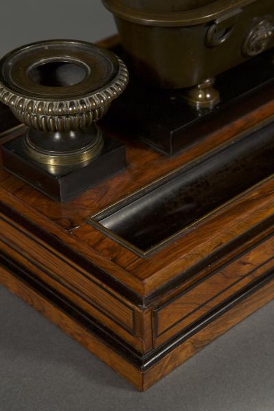 Benjamin Lewis Vulliamy A Regency inkstand in the form of an ancient Roman labrum flanked by urns