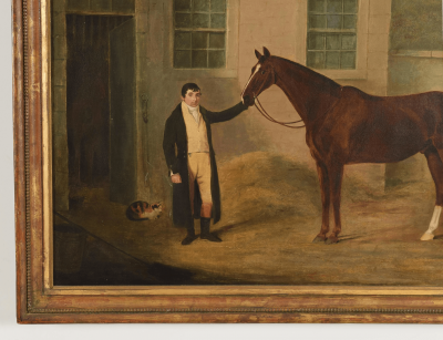 Benjamin Marshall English Oil Painting of Horse and Groom Attributed to Ben Marshall