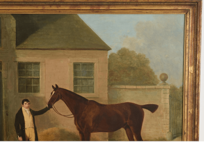 Benjamin Marshall English Oil Painting of Horse and Groom Attributed to Ben Marshall