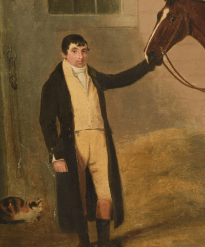 Benjamin Marshall English Oil Painting of Horse and Groom Attributed to Ben Marshall