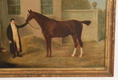 Benjamin Marshall English Oil Painting of Horse and Groom Attributed to Ben Marshall