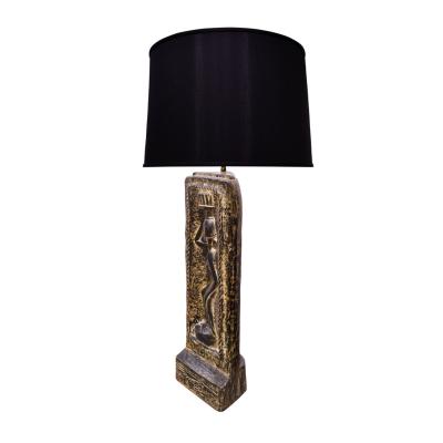 Benjamin Wilson Ben Wilson Pair of Large Plaster Table Lamps with African Motif 1950s