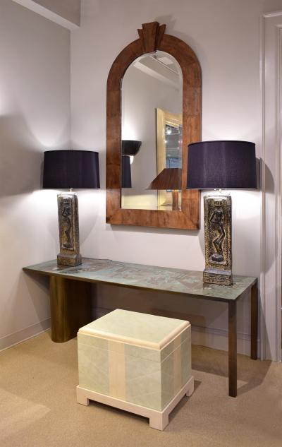 Benjamin Wilson Ben Wilson Pair of Large Plaster Table Lamps with African Motif 1950s