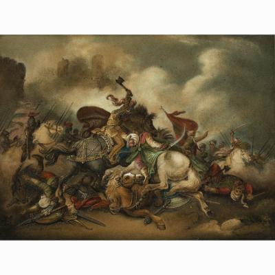 Benjamin Zobel A pair of sand pictures by Benjamin Zobel after paintings by de Loutherbourg