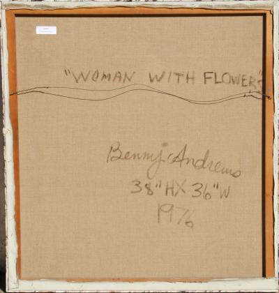 Benny Andrews Woman with Flowers
