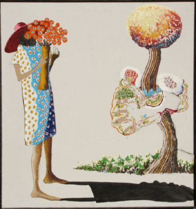 Benny Andrews Woman with Flowers