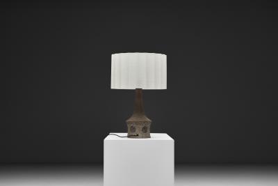 Benny Bartholdy Pedersen Stoneware Table Lamp with Decorations for Bartholdy Keramik Denmark ca 1960s
