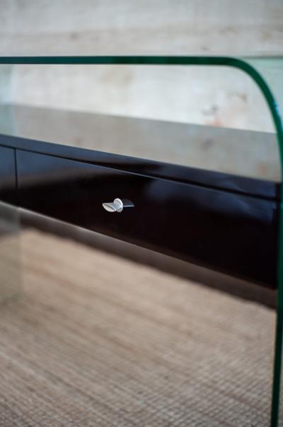 Bent Glass Console With Suspended Drawers 1990s Lacquered Series