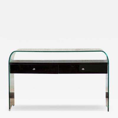 Bent Glass Console With Suspended Drawers 1990s Lacquered Series