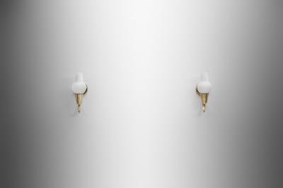 Bent Karlby Pair of Brass Wall Lamps by Bent Karlby Attr for Lyfa Denmark Mid 20th C