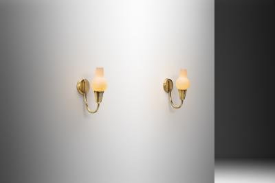 Bent Karlby Pair of Brass Wall Lamps by Bent Karlby Attr for Lyfa Denmark Mid 20th C