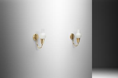Bent Karlby Pair of Brass Wall Lamps by Bent Karlby Attr for Lyfa Denmark Mid 20th C