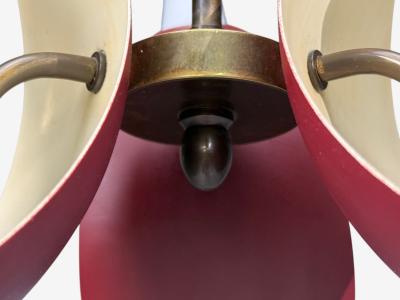 Bent Karlby Pendant Light Brass Red Lacquered Metal Glass Denmark 1950s