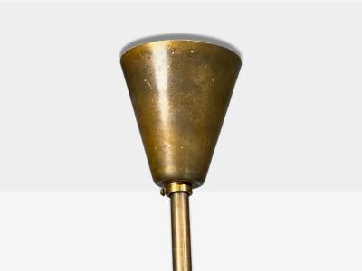 Bent Karlby Pendant Light Brass Red Lacquered Metal Glass Denmark 1950s
