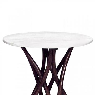 Bentwood Walnut and White Marble Caf Table