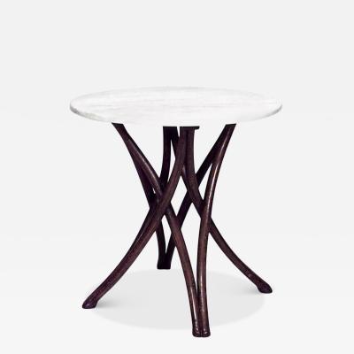 Bentwood Walnut and White Marble Caf Table