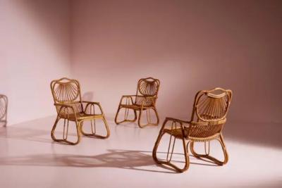 Bentwood Wicker and bamboo Garden or Living Room Set Italian Manufacture 1960s