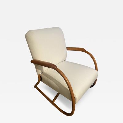 Bentwood and linen upholstered armchair