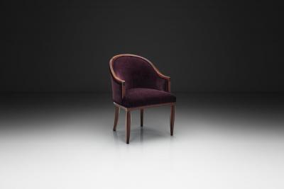 Berg re Style Chair with Purple Upholstery France 1920s