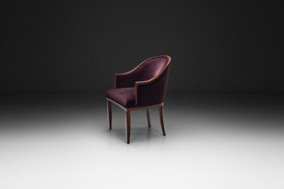 Berg re Style Chair with Purple Upholstery France 1920s