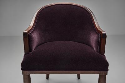 Berg re Style Chair with Purple Upholstery France 1920s