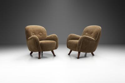 Berga M bler Pair of Upholstered Berga M bler Armchairs Sweden 1940s
