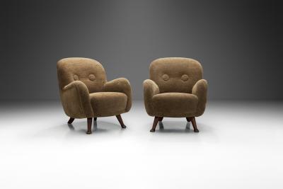Berga M bler Pair of Upholstered Berga M bler Armchairs Sweden 1940s