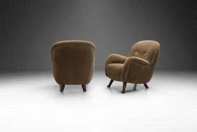 Berga M bler Pair of Upholstered Berga M bler Armchairs Sweden 1940s