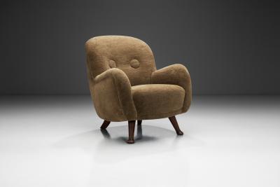 Berga M bler Upholstered Scandinavian Oak Armchair by Berga M bler Sweden 1940s