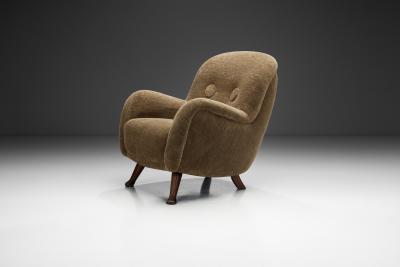 Berga M bler Upholstered Scandinavian Oak Armchair by Berga M bler Sweden 1940s