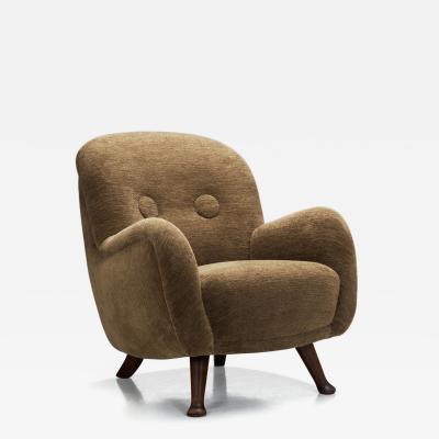 Berga M bler Upholstered Scandinavian Oak Armchair by Berga M bler Sweden 1940s