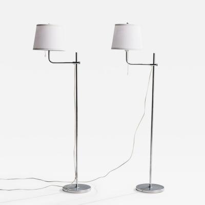 Bergboms Floor Lamps with Metal and Fabric Sweden 1970s