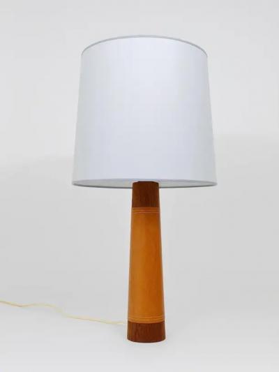 Bergboms Sweden Teak Leather Mid Century Table or Side Lamp 1960s