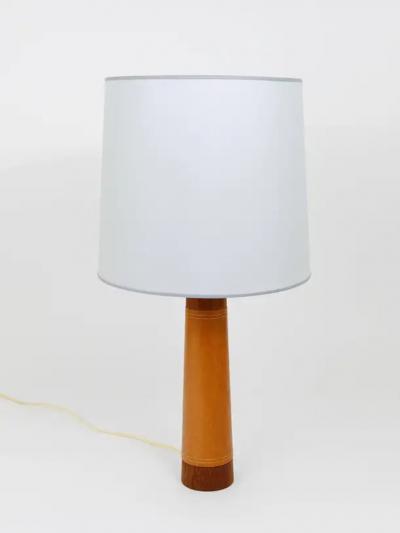 Bergboms Sweden Teak Leather Mid Century Table or Side Lamp 1960s