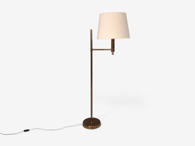 Bergboms Swedish Modern Floor Lamp Brass Fabric Sweden 1960s