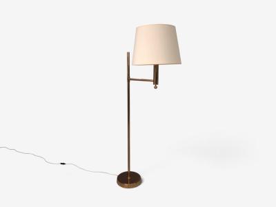 Bergboms Swedish Modern Floor Lamp Brass Fabric Sweden 1960s
