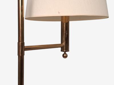 Bergboms Swedish Modern Floor Lamp Brass Fabric Sweden 1960s