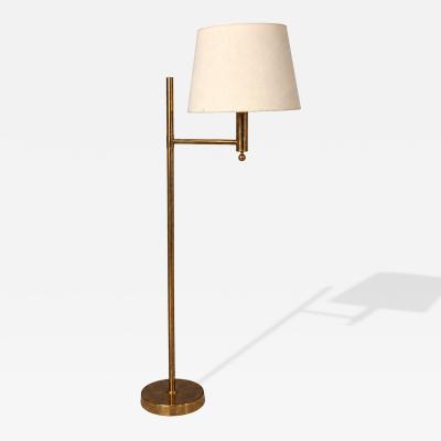 Bergboms Swedish Modern Floor Lamp Brass Fabric Sweden 1960s