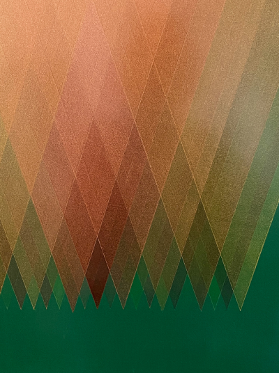 Bernadette Jiyong Frank Prism Copper Orange Green Abstract painting 2023