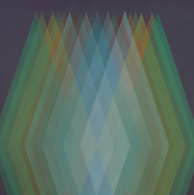 Bernadette Jiyong Frank Prism Cyan Orange Green Abstract painting 2023