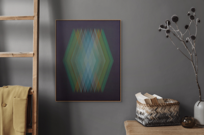 Bernadette Jiyong Frank Prism Cyan Orange Green Abstract painting 2023