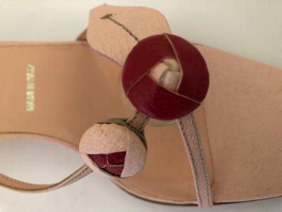 Bernadette Prada Prada Leather Pink and Red Berry Vintage Sandals