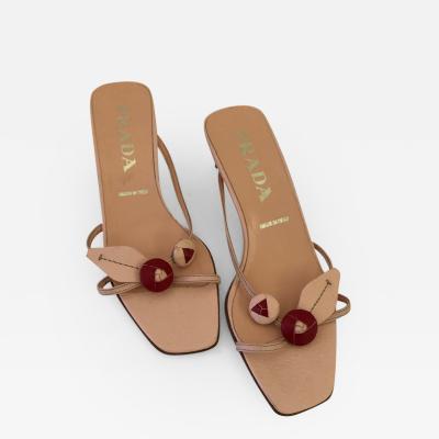 Bernadette Prada Prada Leather Pink and Red Berry Vintage Sandals