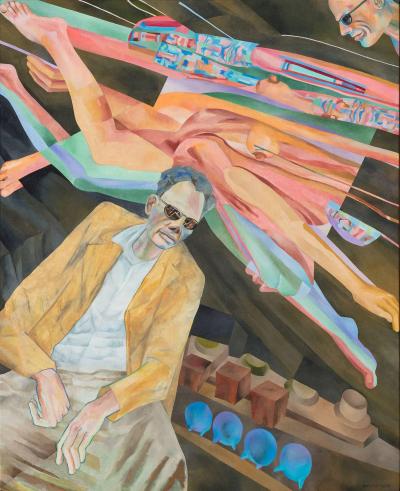 Bernard Aptekar Arthur Miller Thinks Expressionist Figurative Painting of Arthur Miller