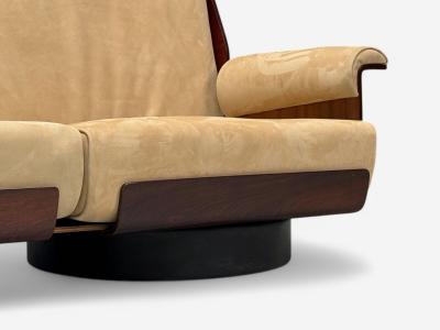 Bernard Brunier French Mid Century Modern Rosewood Suede Settee 1960s